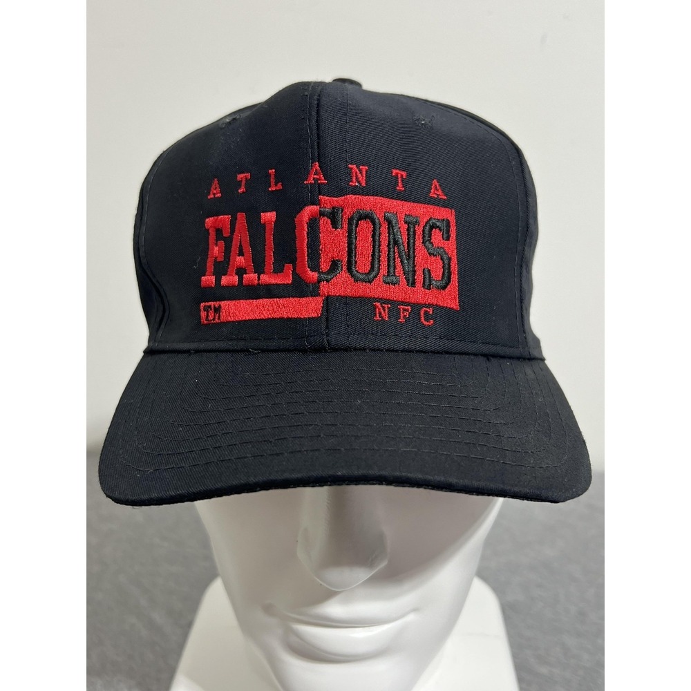 Vintage Atlanta Falcons Hat Cap Snap Back Black Red NFL Football Mens 90s‎